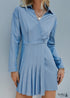 Minivestido bohemio azul plisado